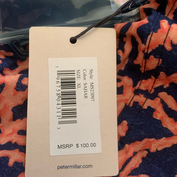 Peter Millar Orange and Blue Swim Trunks Relaxed Fit - Picture 11 of 14